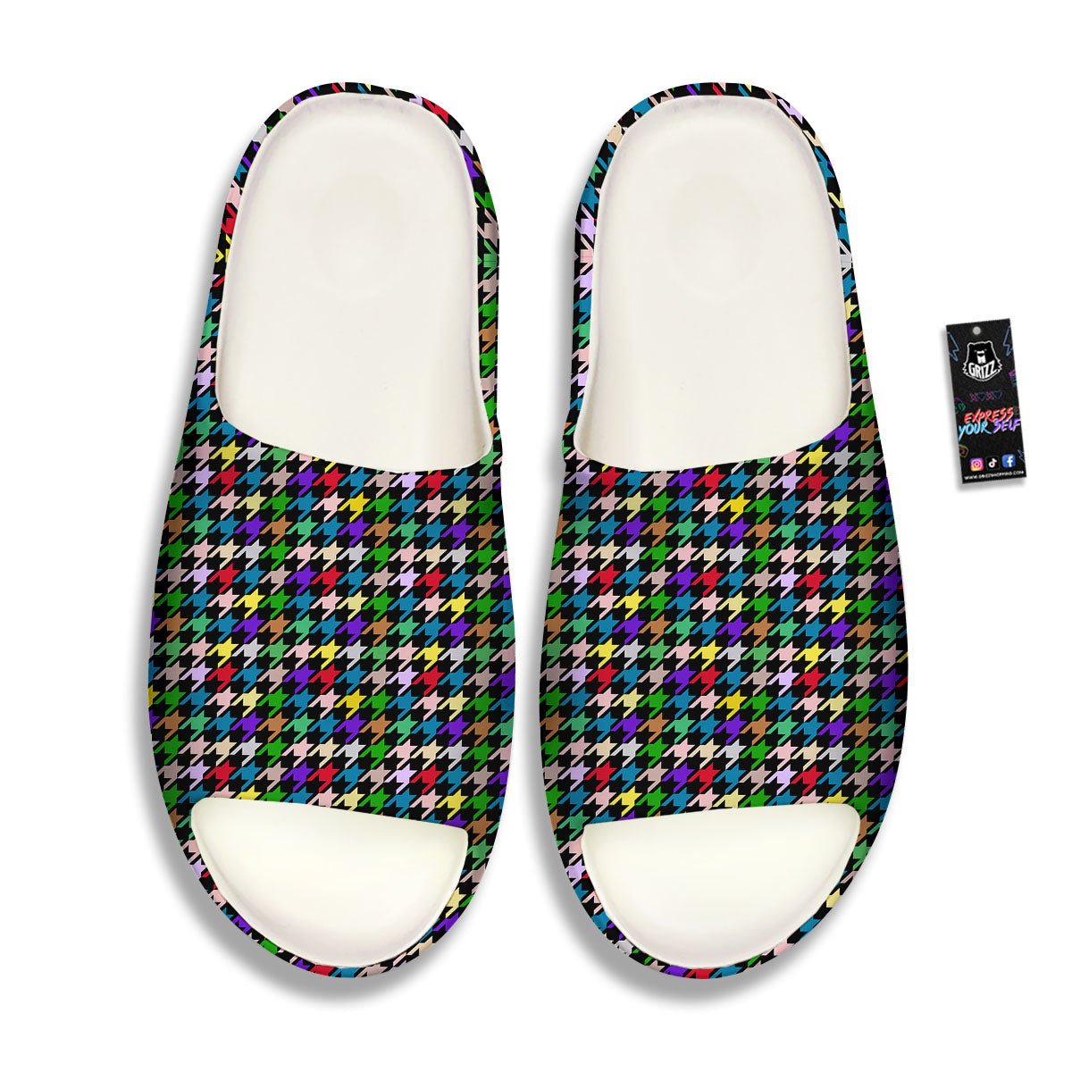 Houndstooth Colorful Print Pattern Sandals-grizzshop