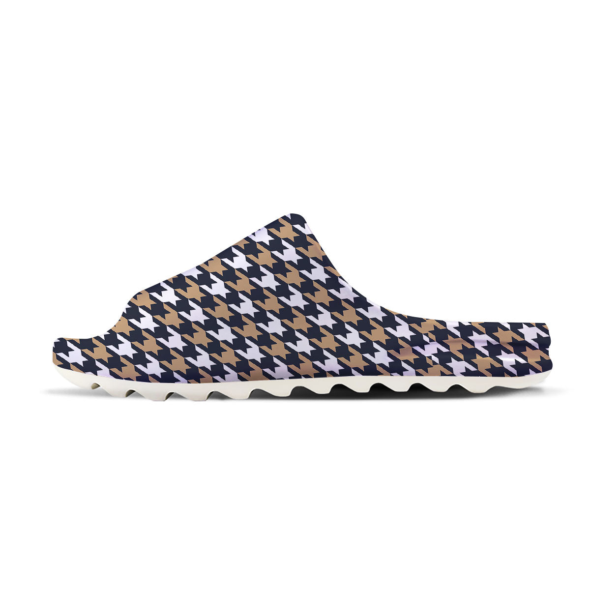 Houndstooth Tan And Brown Print Pattern Sandals-grizzshop