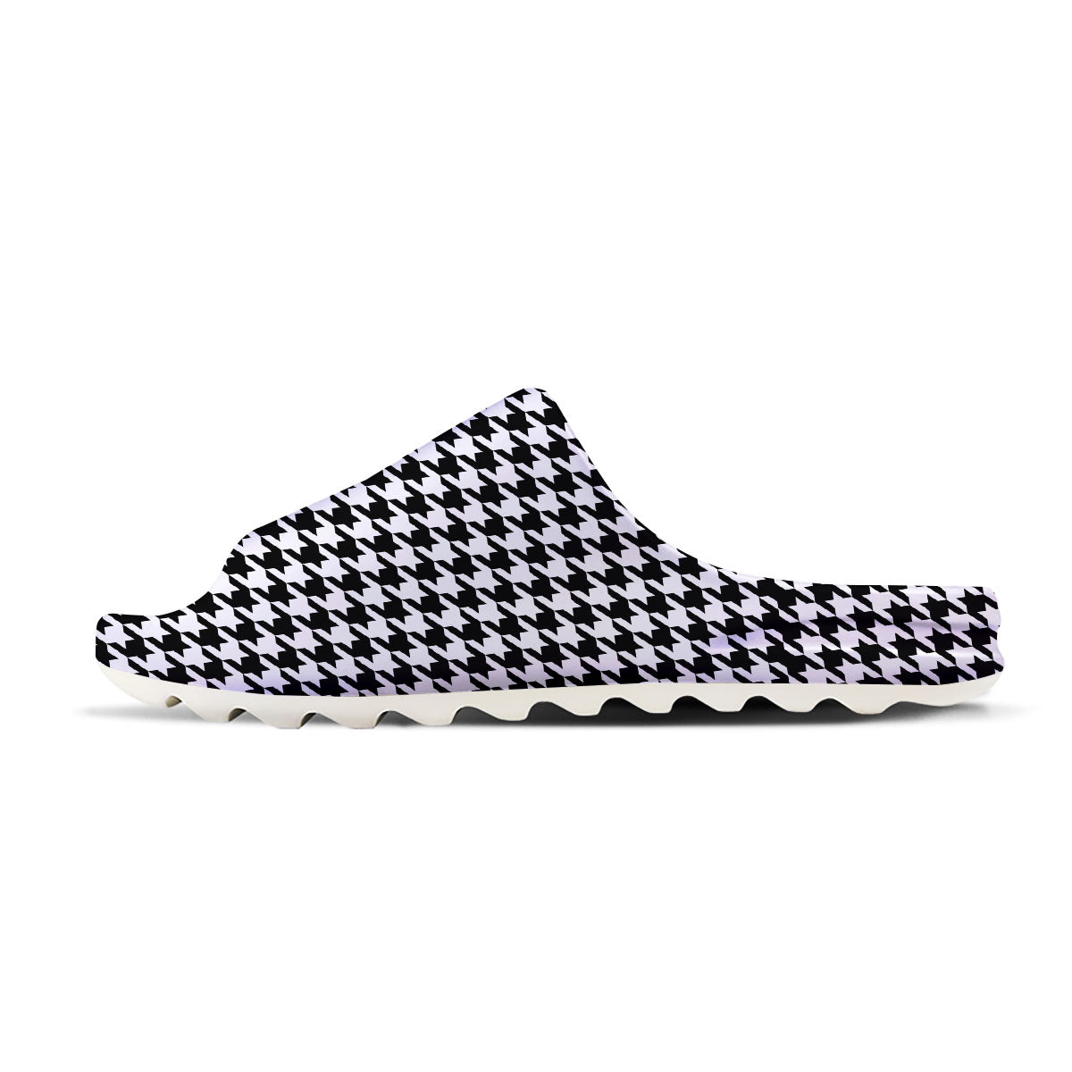 Houndstooth White And Black Print Sandals-grizzshop