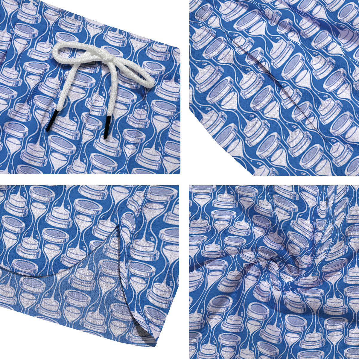 Hourglasses White And Blue Print Pattern Men's Running Shorts-grizzshop