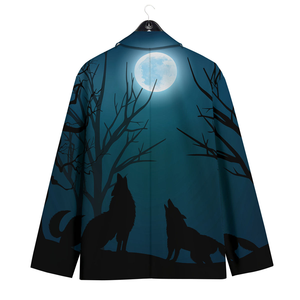 Howling Wolf At The Full Moon Print Men's Sport Coat-grizzshop