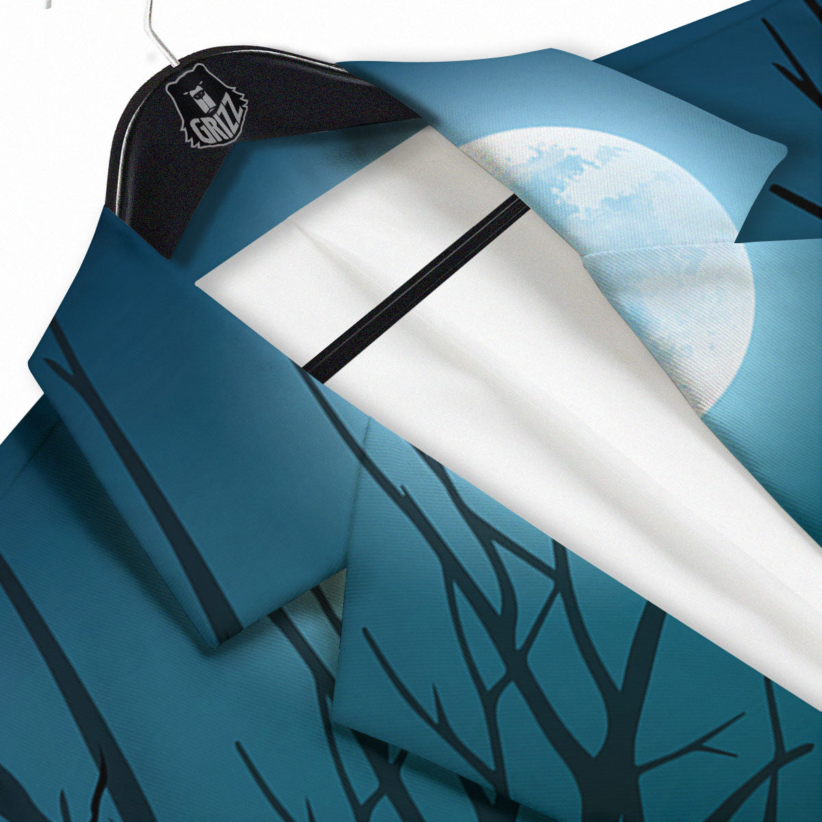 Howling Wolf At The Full Moon Print Men's Sport Coat-grizzshop