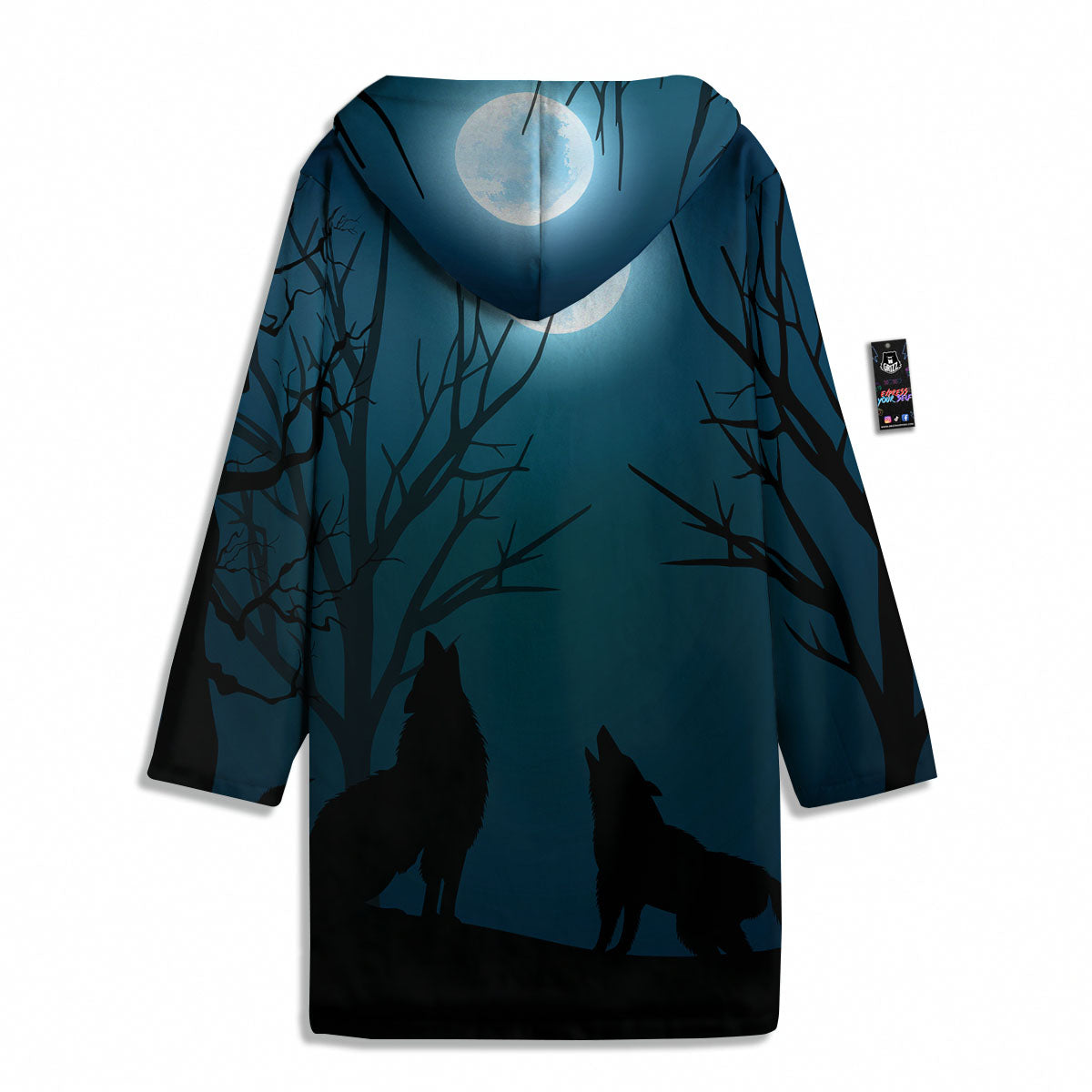 Howling Wolf At The Full Moon Print Men's Windbreaker Jacket-grizzshop