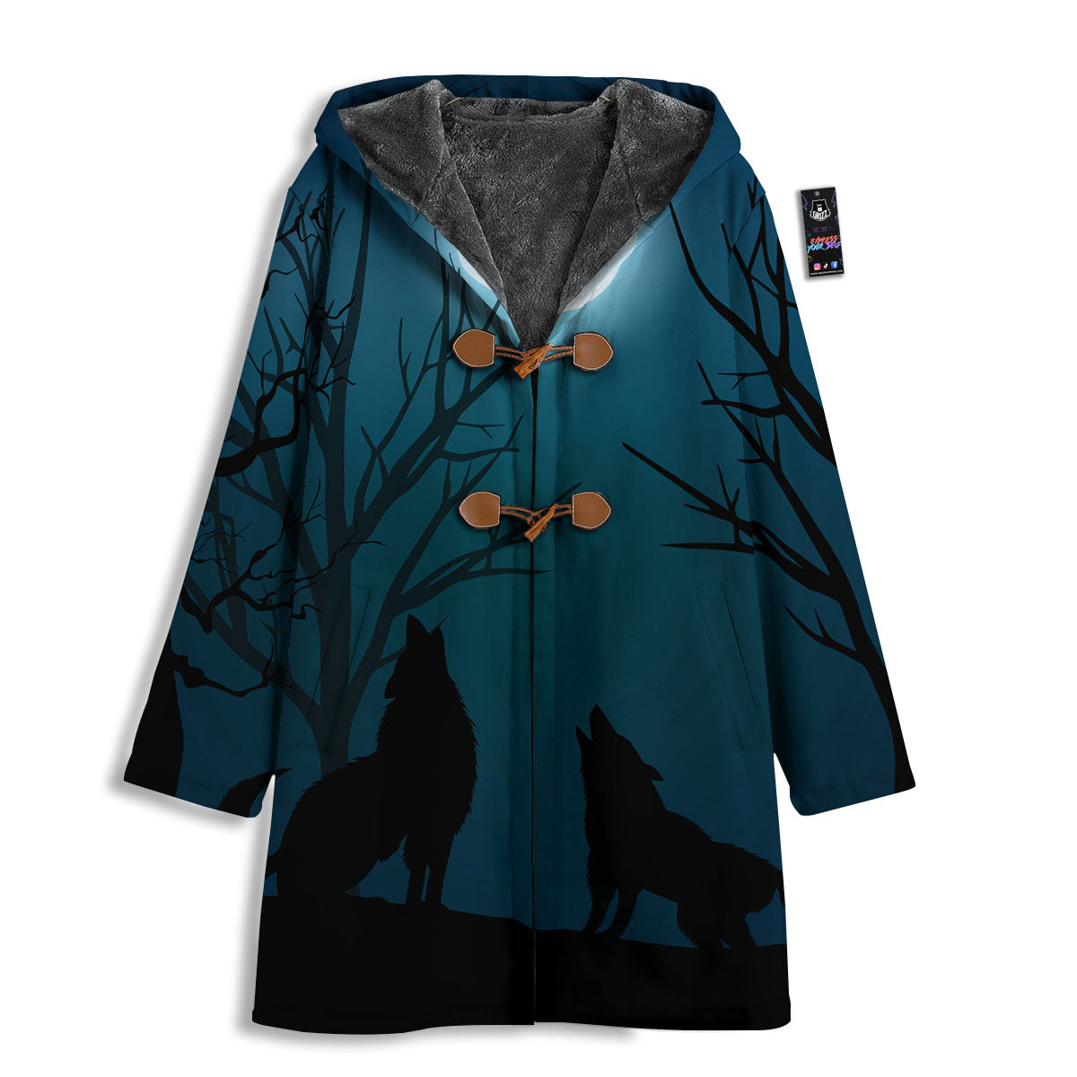 Howling Wolf At The Full Moon Print Men's Windbreaker Jacket-grizzshop