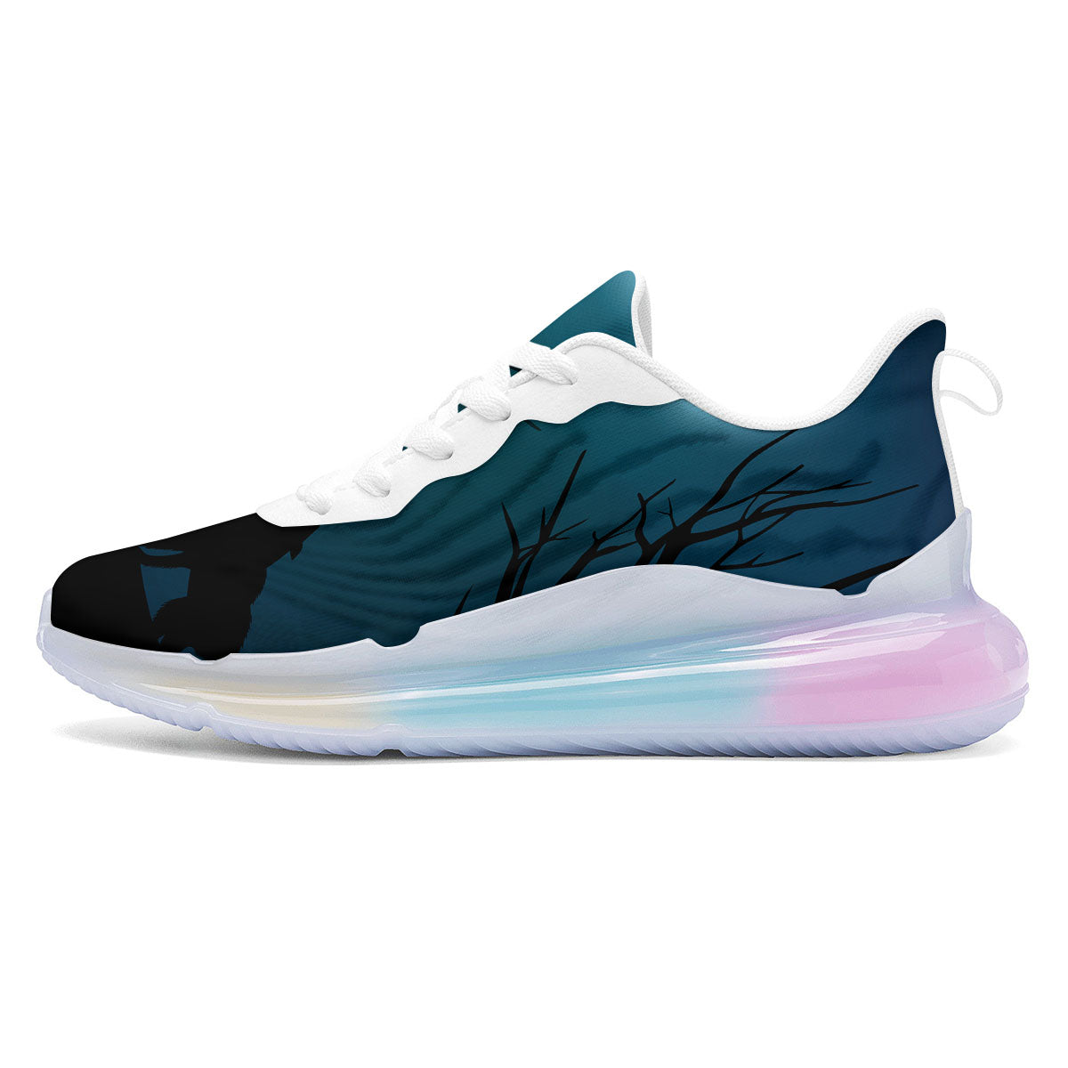 Howling Wolf At The Full Moon Print Running Sneakers-grizzshop