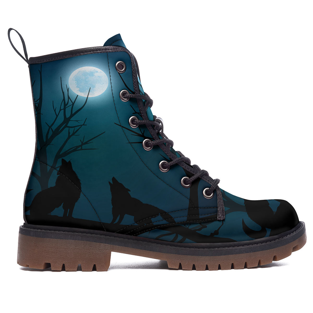 Howling Wolf At The Full Moon Print Work Boots-grizzshop