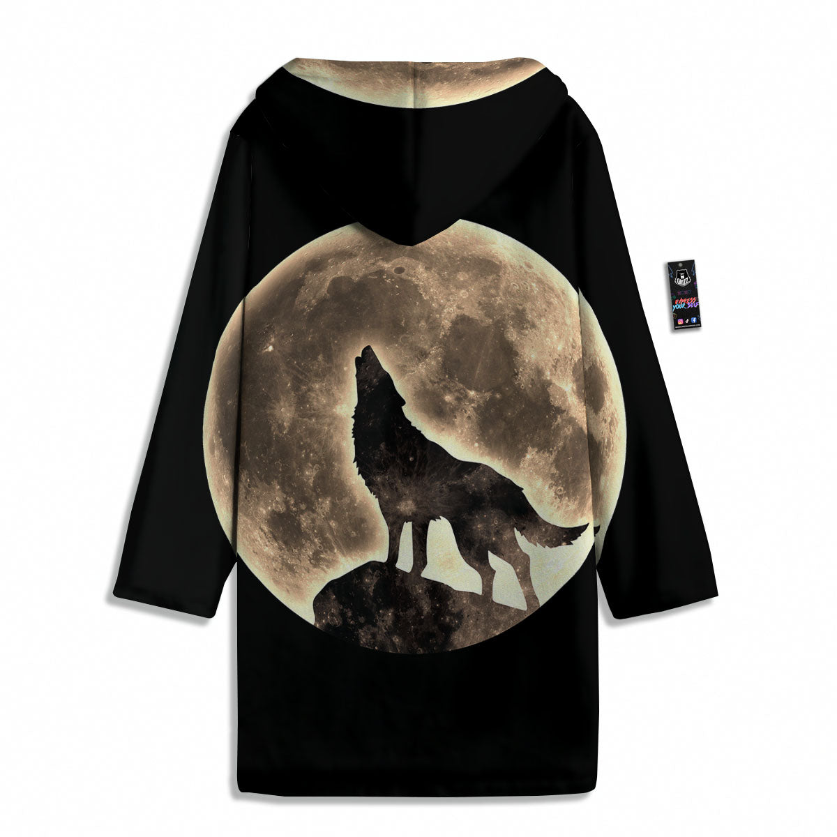 Howling Wolf Full Moon Print Men's Windbreaker Jacket-grizzshop