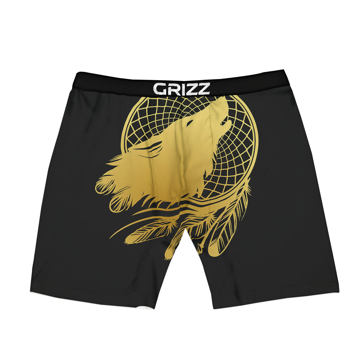 Howling Wolf Golden Bohemian Print Boxer Briefs-grizzshop