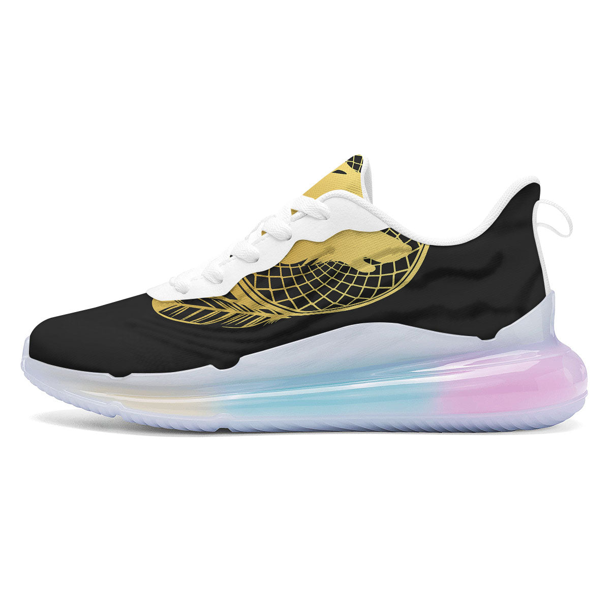 Howling Wolf Golden Bohemian Print Running Sneakers-grizzshop