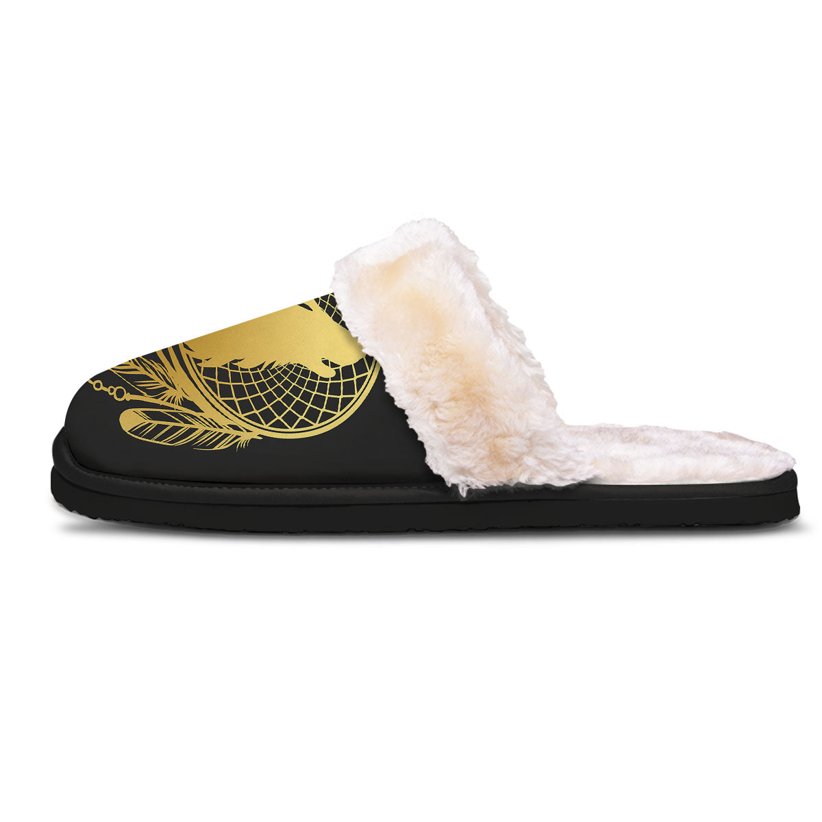 Howling Wolf Golden Bohemian Print Slippers-grizzshop