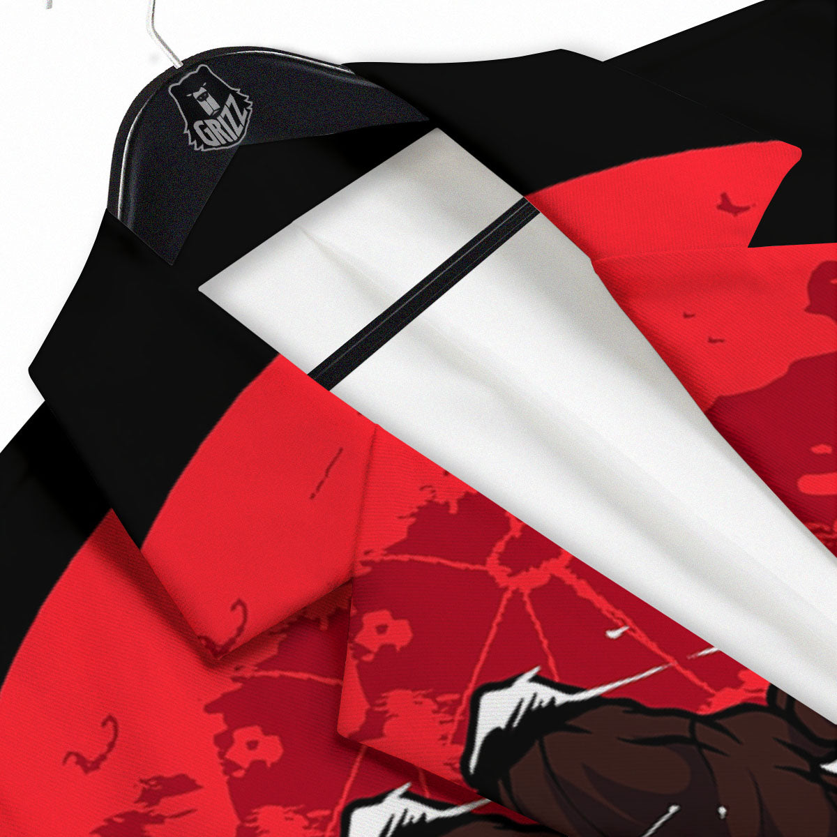 Howling Wolf Red Moon Print Men's Sport Coat-grizzshop