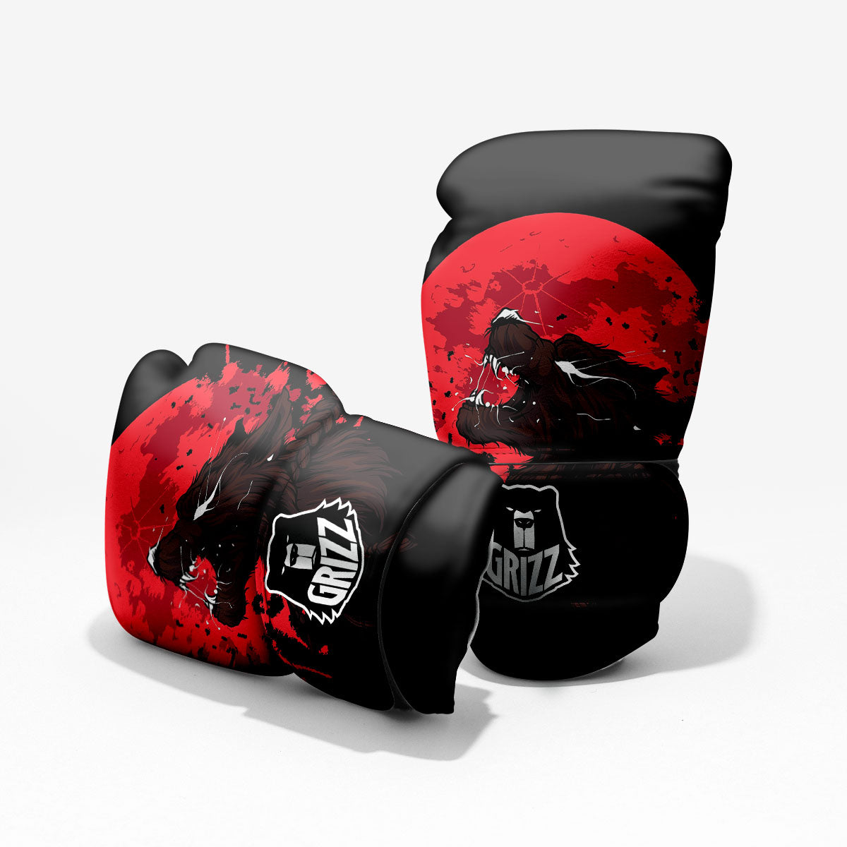 Howling Wolf Red Moon Print Pro Boxing Glove