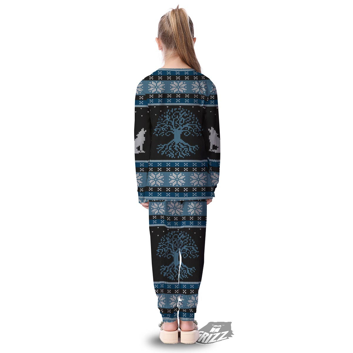 Howling Wolves And Tree Of Life Print Kid's Pajamas-grizzshop