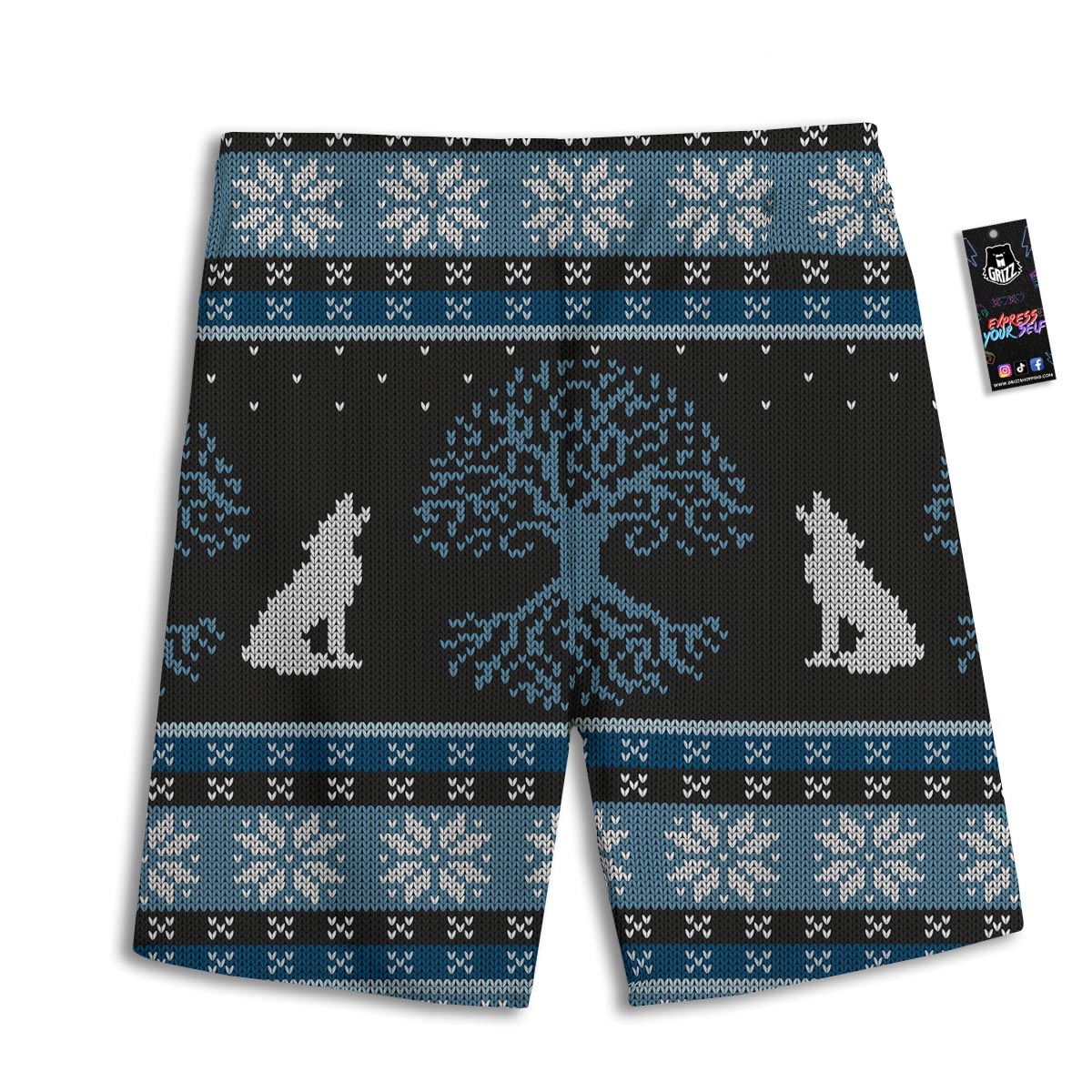 Howling Wolves And Tree Of Life Print Men's Athletic Shorts