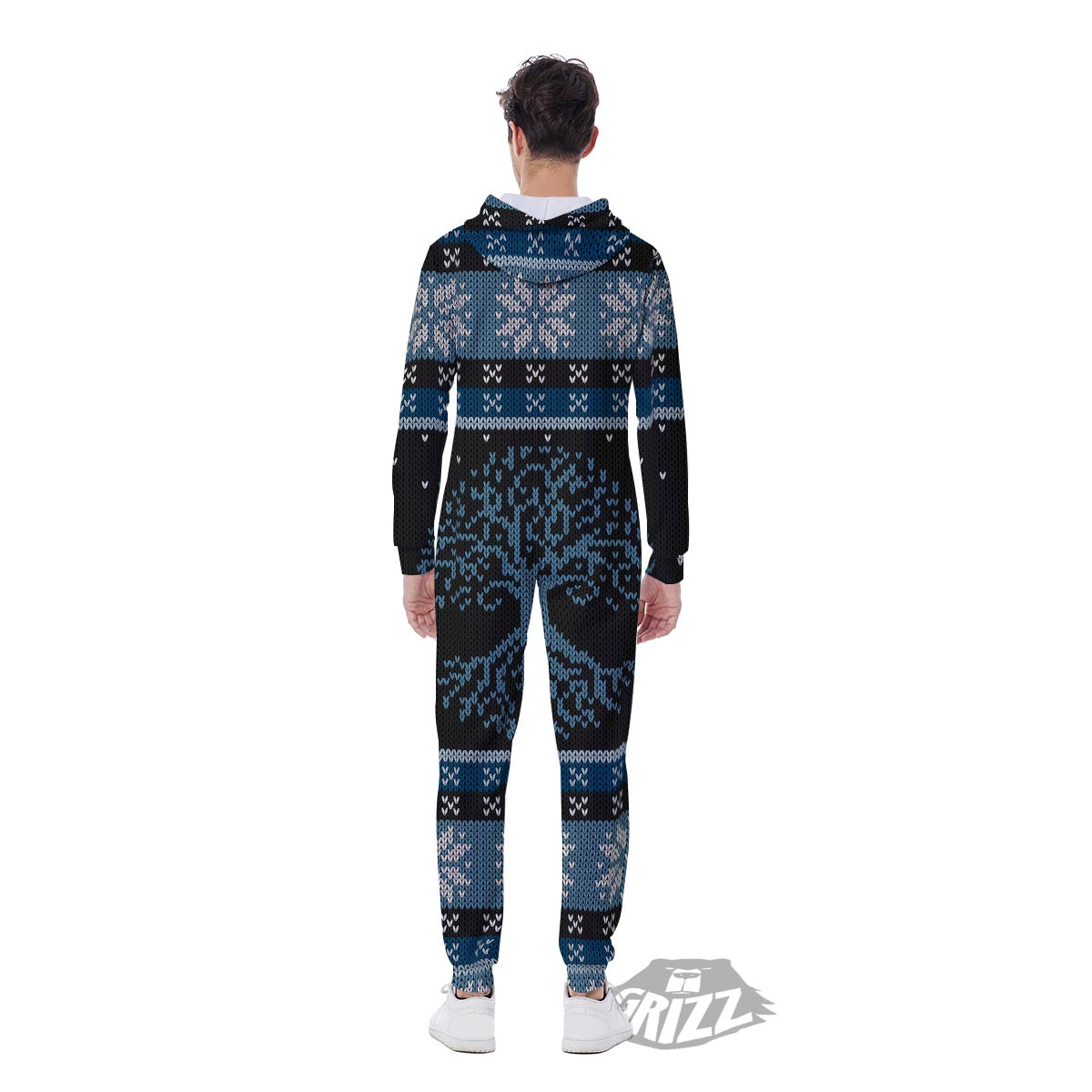 Howling Wolves And Tree Of Life Print Men's Jumpsuit-grizzshop
