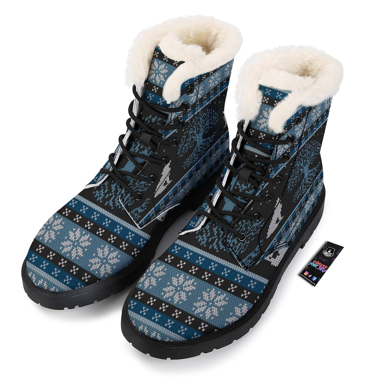 Howling Wolves And Tree Of Life Print Winter Boots-grizzshop
