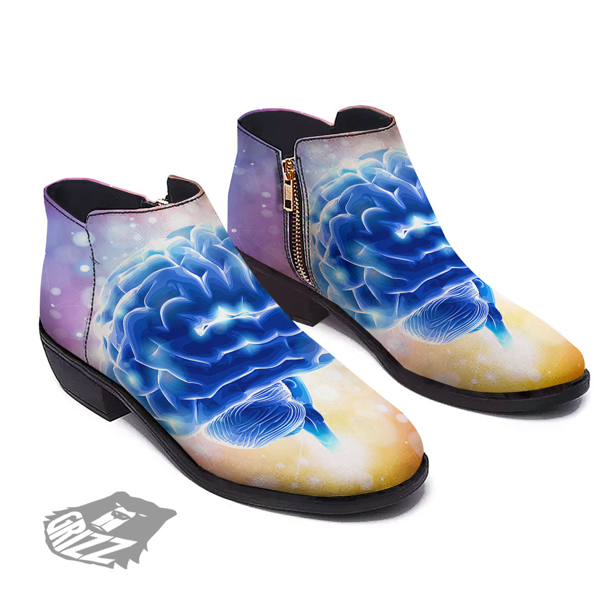 Human Brain Ankle Boots-grizzshop