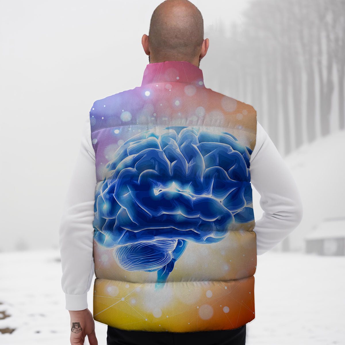 Human Brain Down Vest-grizzshop