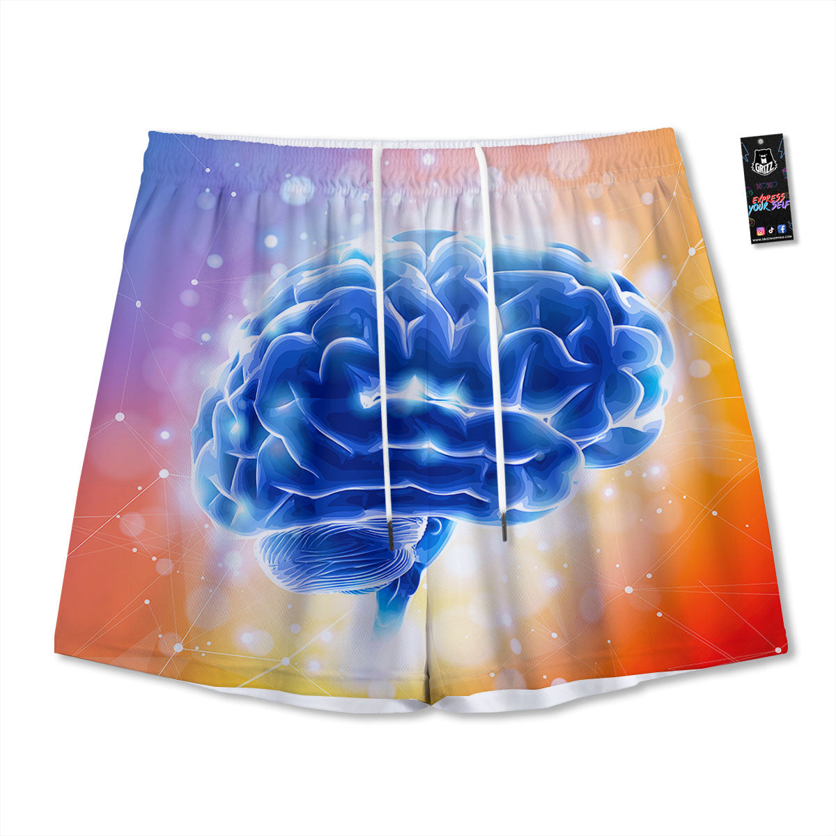 Human Brain Mesh Shorts-grizzshop