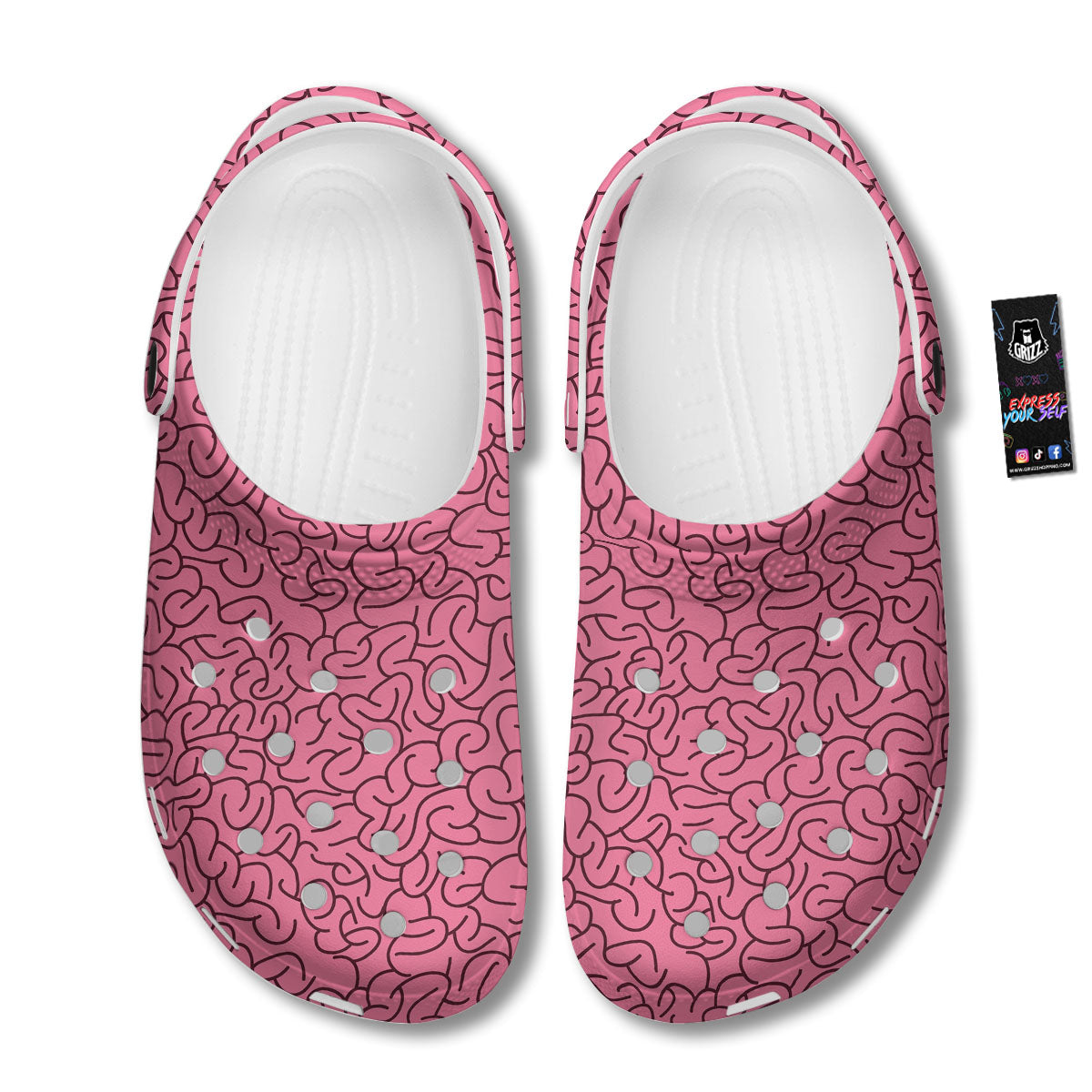 Human Brain Print Pattern Clog-grizzshop