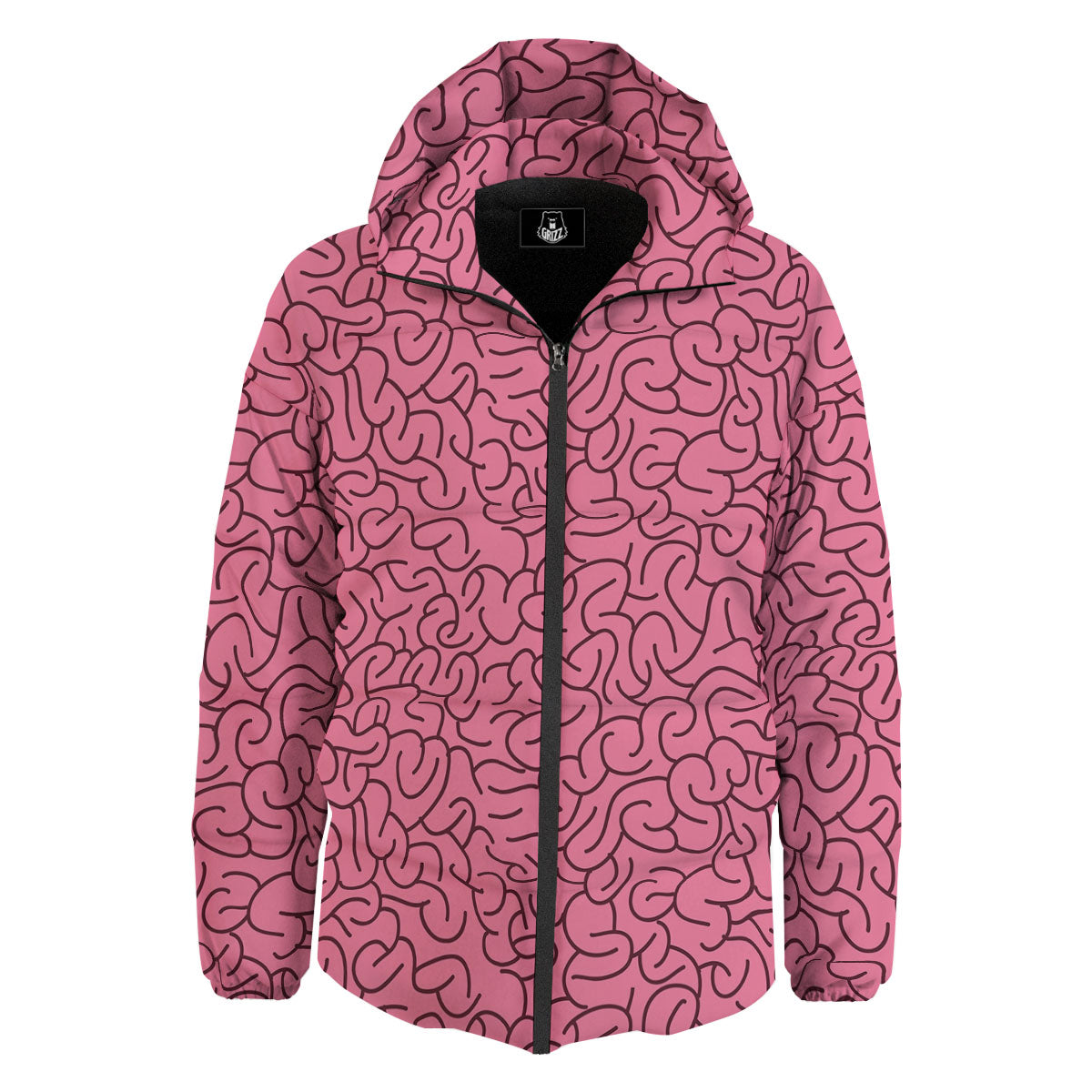 Human Brain Print Pattern Down Jacket-grizzshop