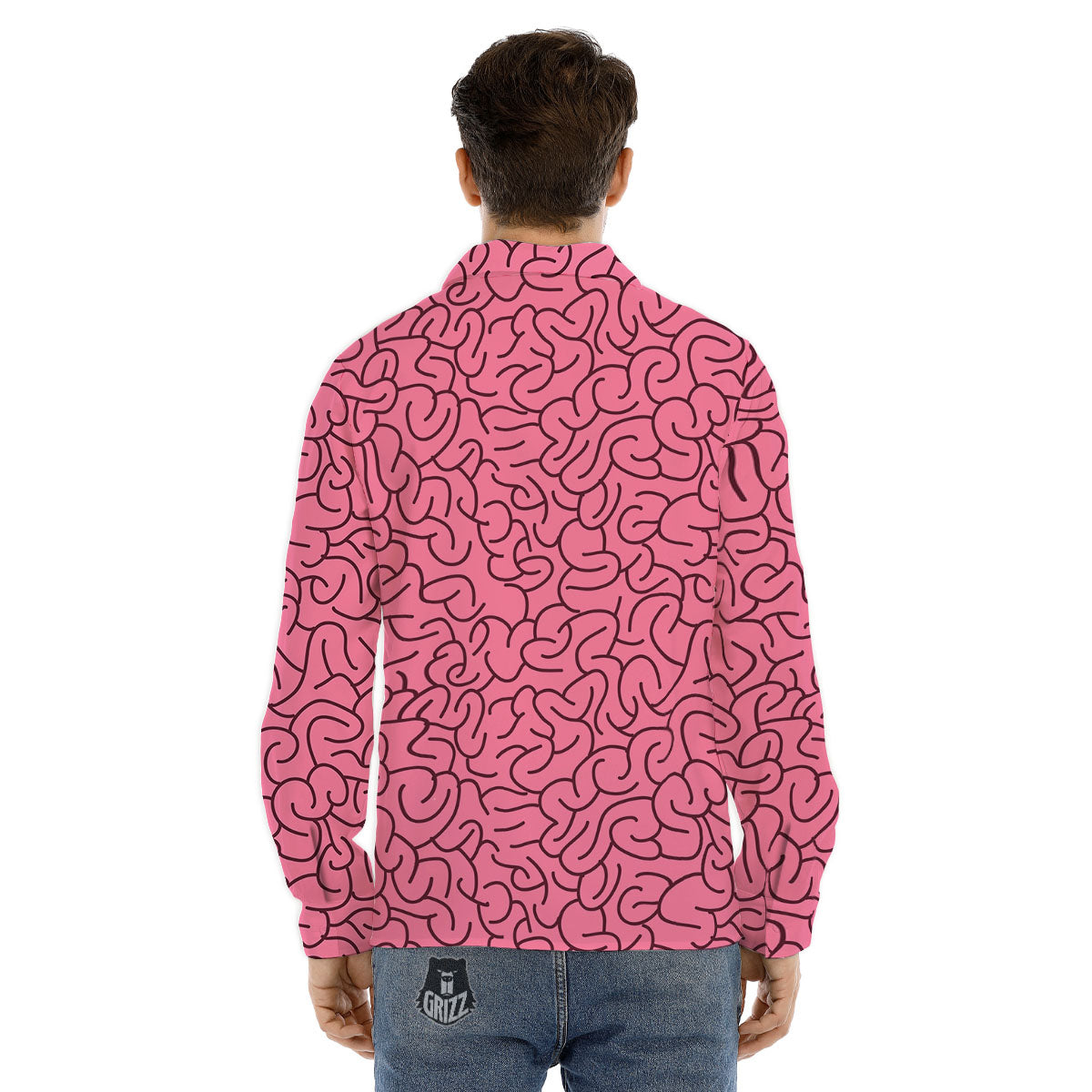 Human Brain Print Pattern Men's Dress Shirts-grizzshop