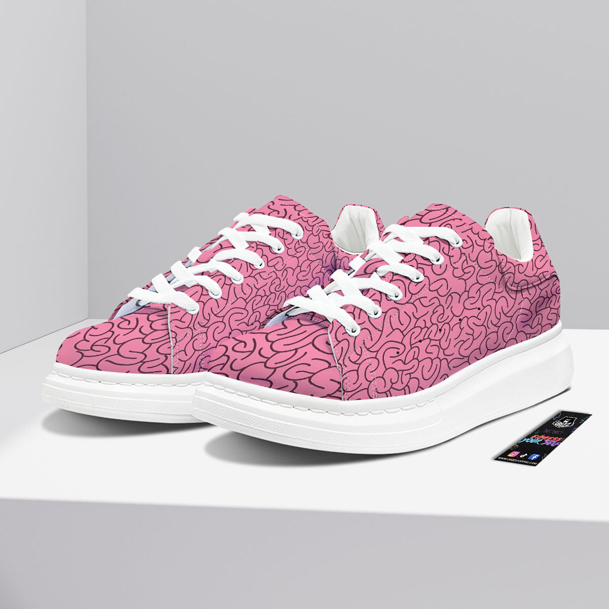 Human Brain Print Pattern Platform Shoes-grizzshop