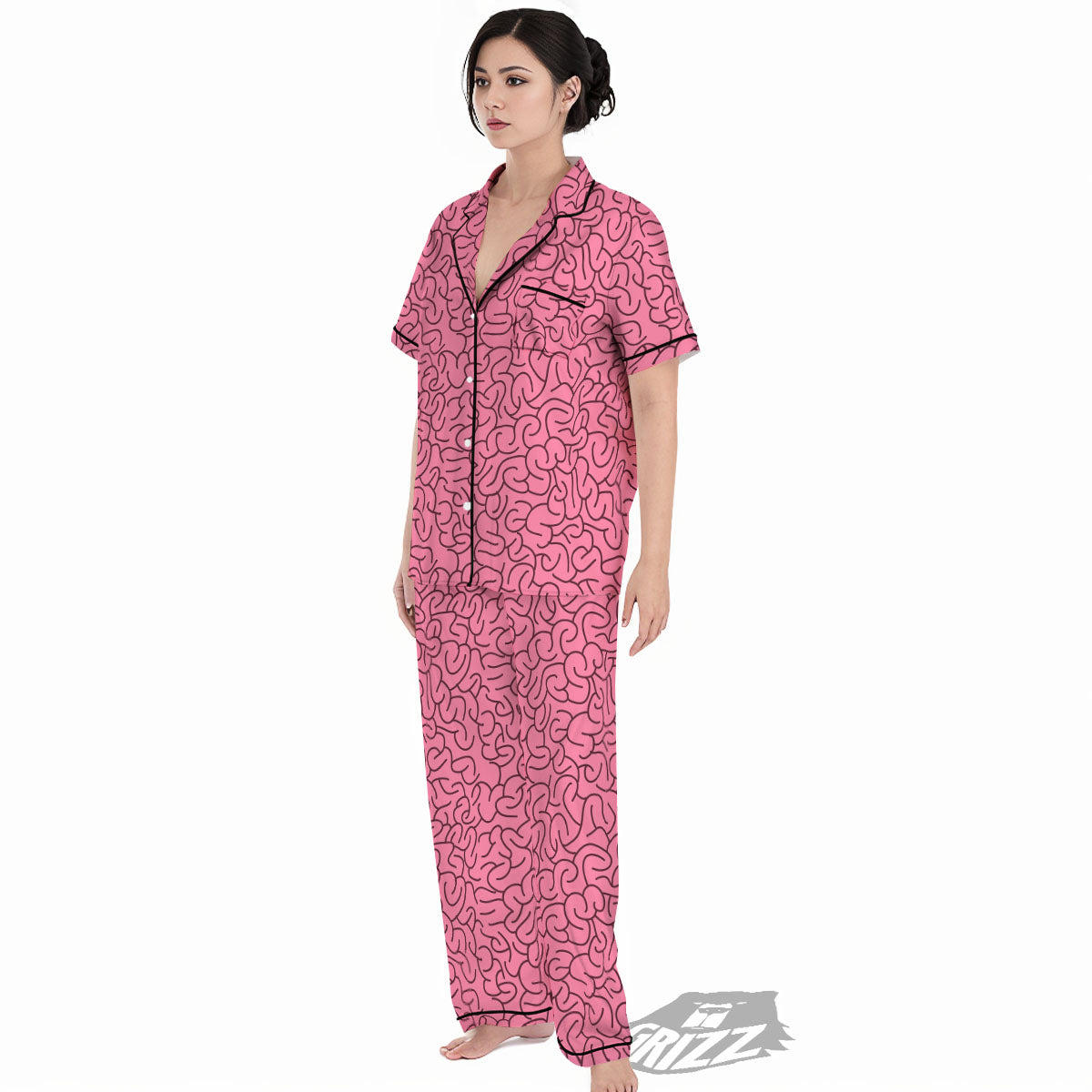 Human Brain Print Pattern Women's Pajamas Set-grizzshop
