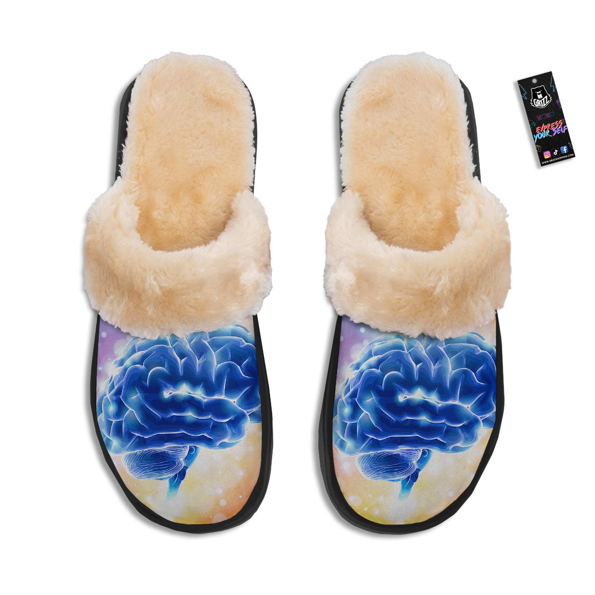 Human Brain Slippers-grizzshop