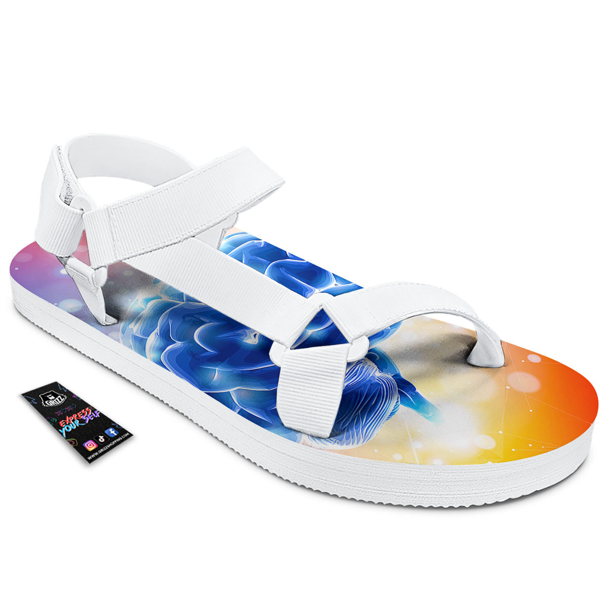 Human Brain White Open Toe Sandals-grizzshop