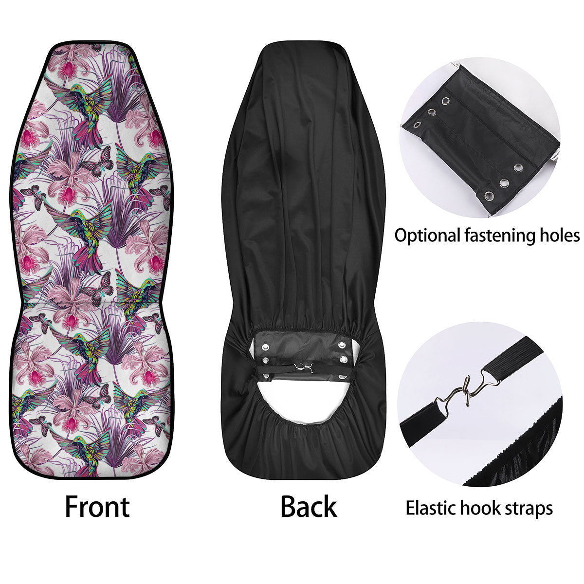 Hummingbird And Pink Flowers Print Car Seat Covers-grizzshop