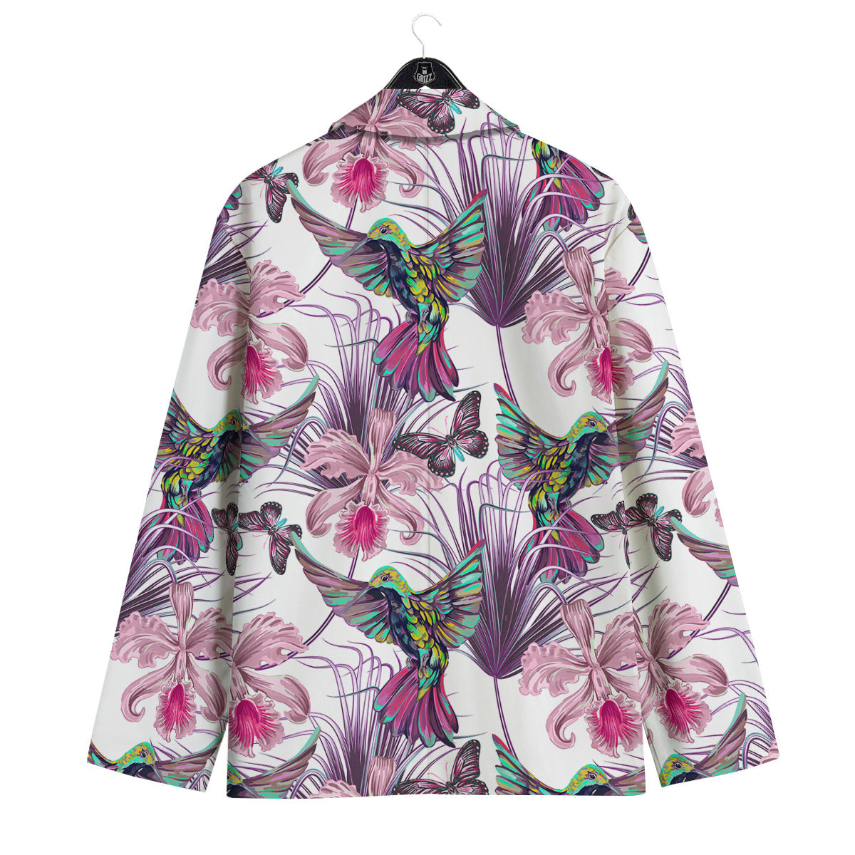 Hummingbird And Pink Flowers Print Men's Sport Coat-grizzshop