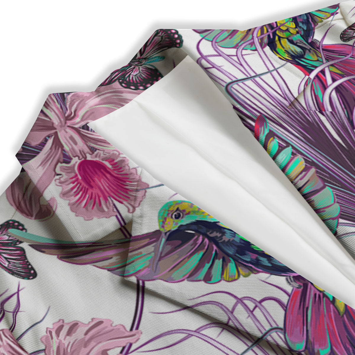 Hummingbird And Pink Flowers Print Women's Blazer-grizzshop