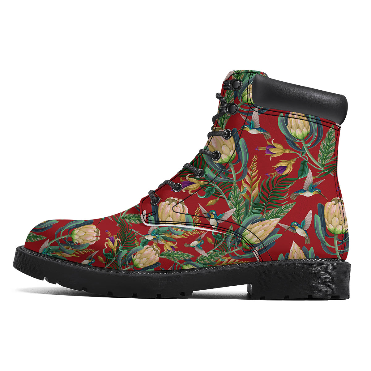 Hummingbird And Wild Flowers Print Pattern Boots-grizzshop