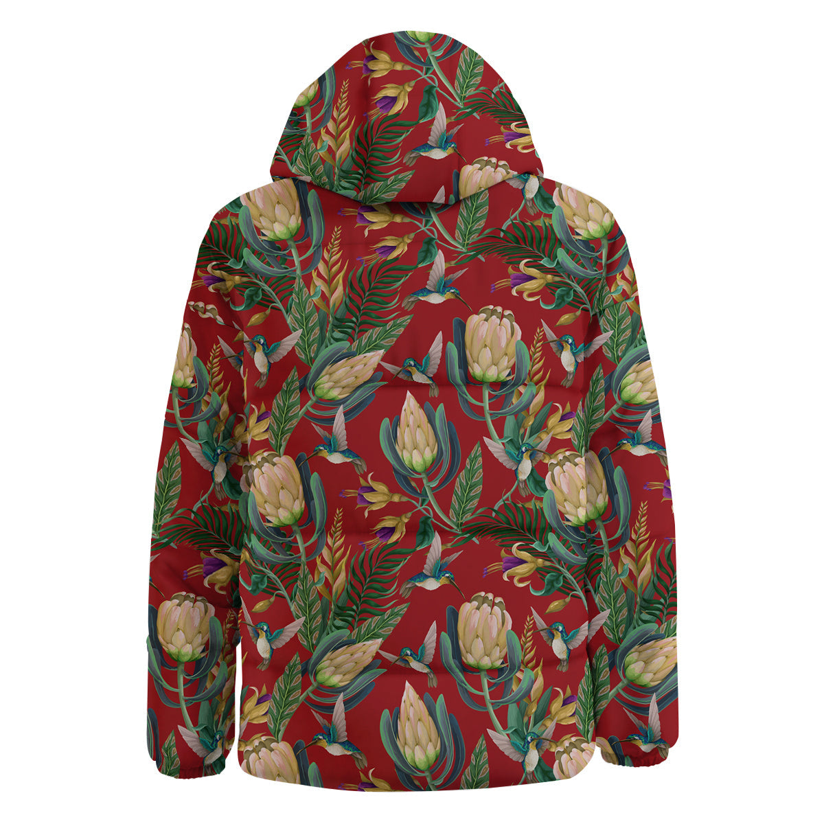 Hummingbird And Wild Flowers Print Pattern Down Jacket-grizzshop
