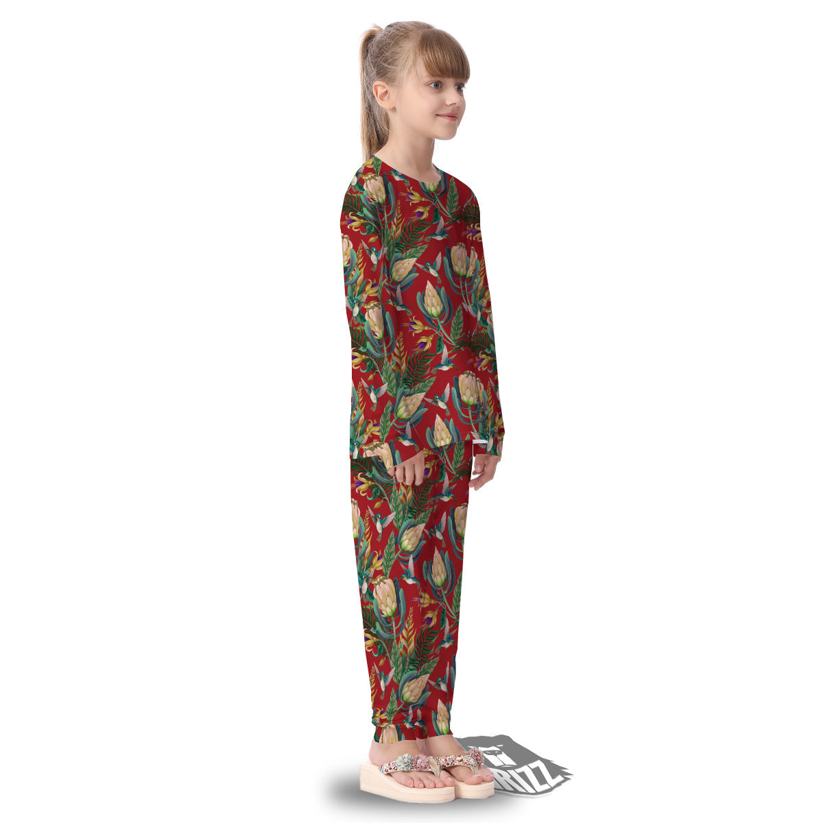 Hummingbird And Wild Flowers Print Pattern Kid's Pajamas-grizzshop