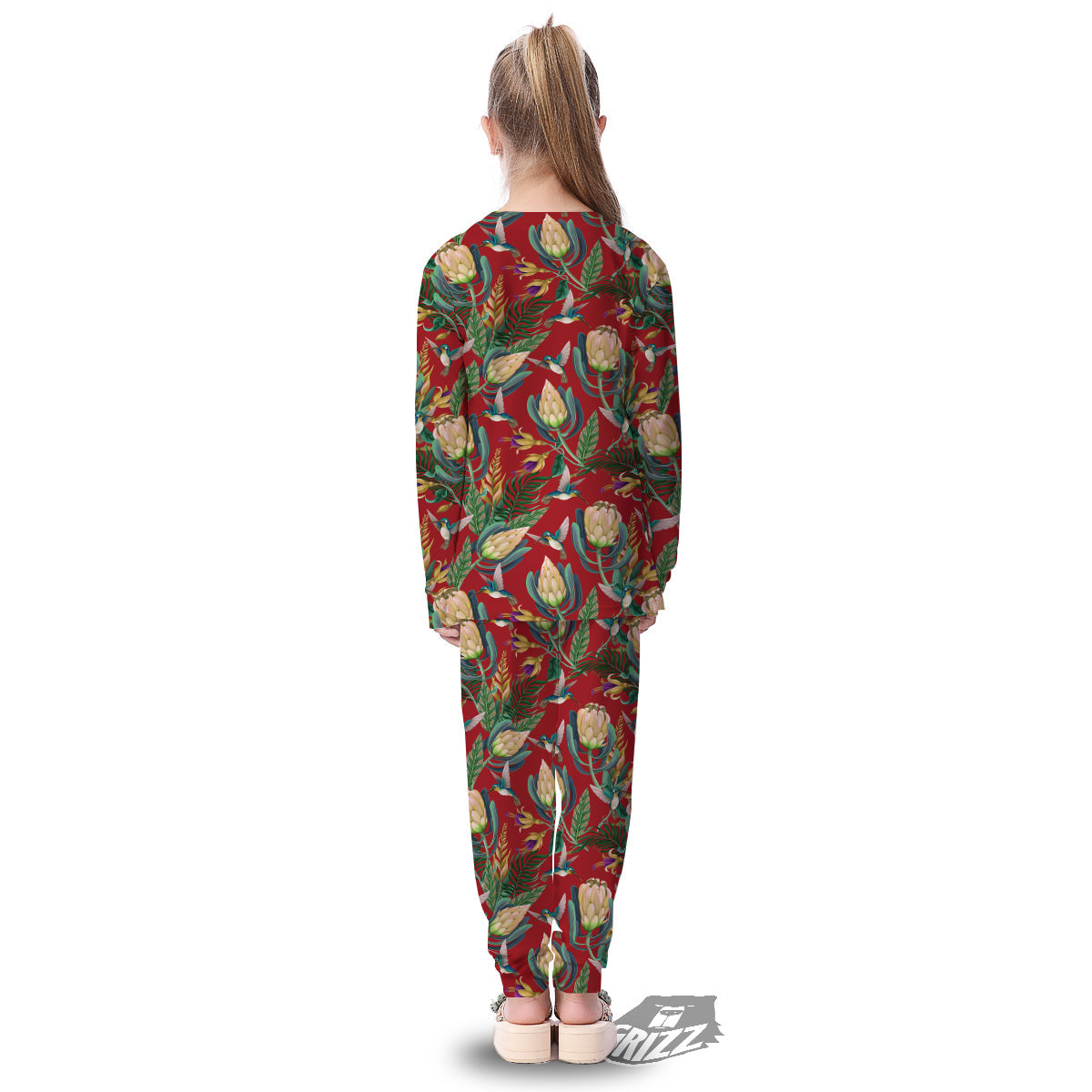 Hummingbird And Wild Flowers Print Pattern Kid's Pajamas-grizzshop