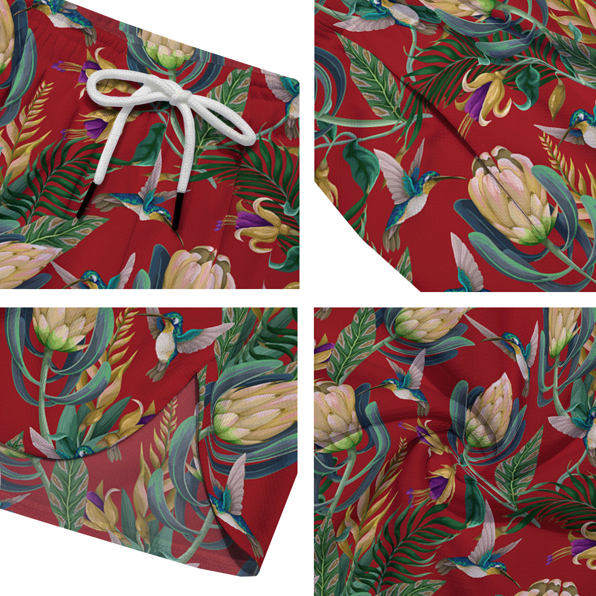 Hummingbird And Wild Flowers Print Pattern Men's Running Shorts-grizzshop