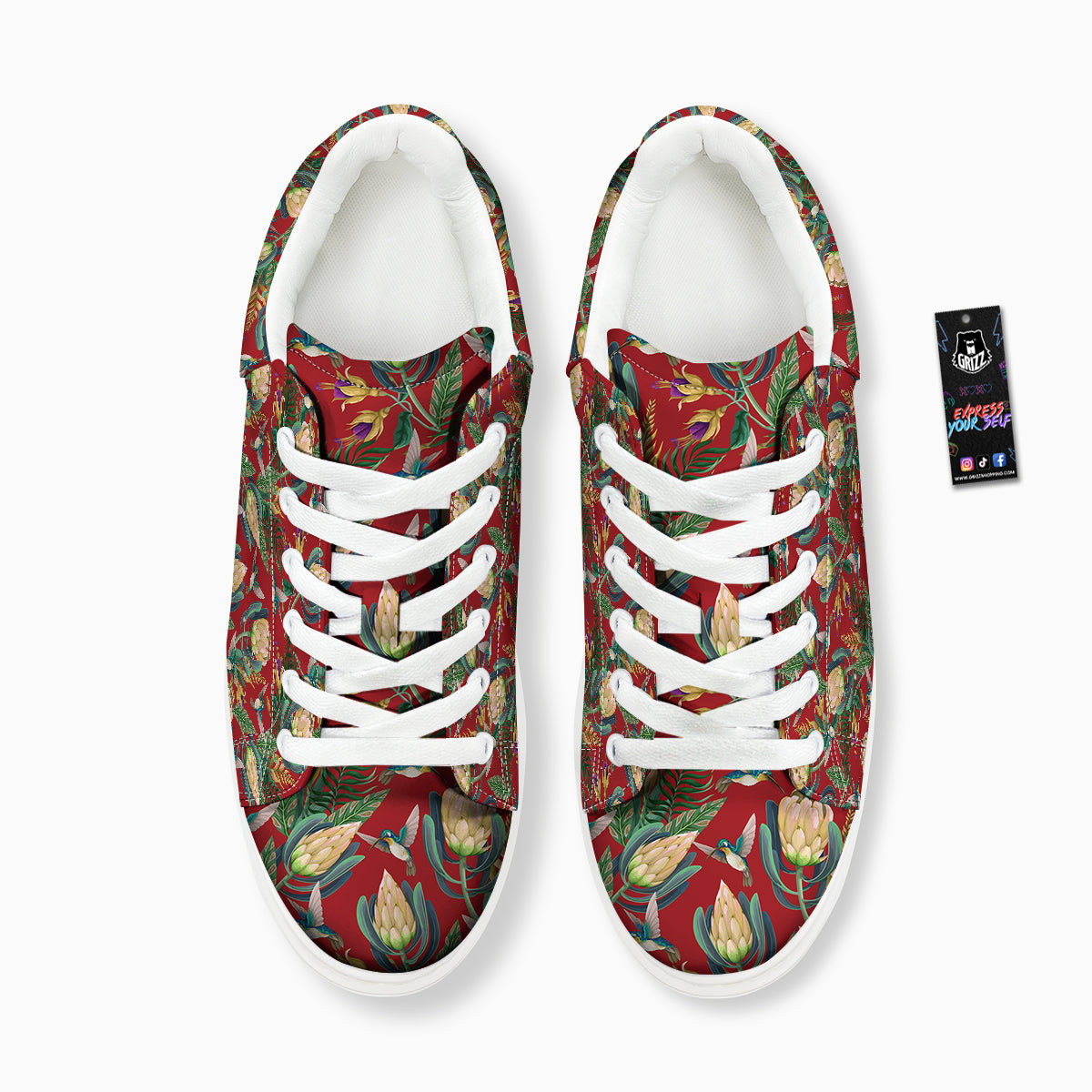 Hummingbird And Wild Flowers Print Pattern Platform Shoes-grizzshop
