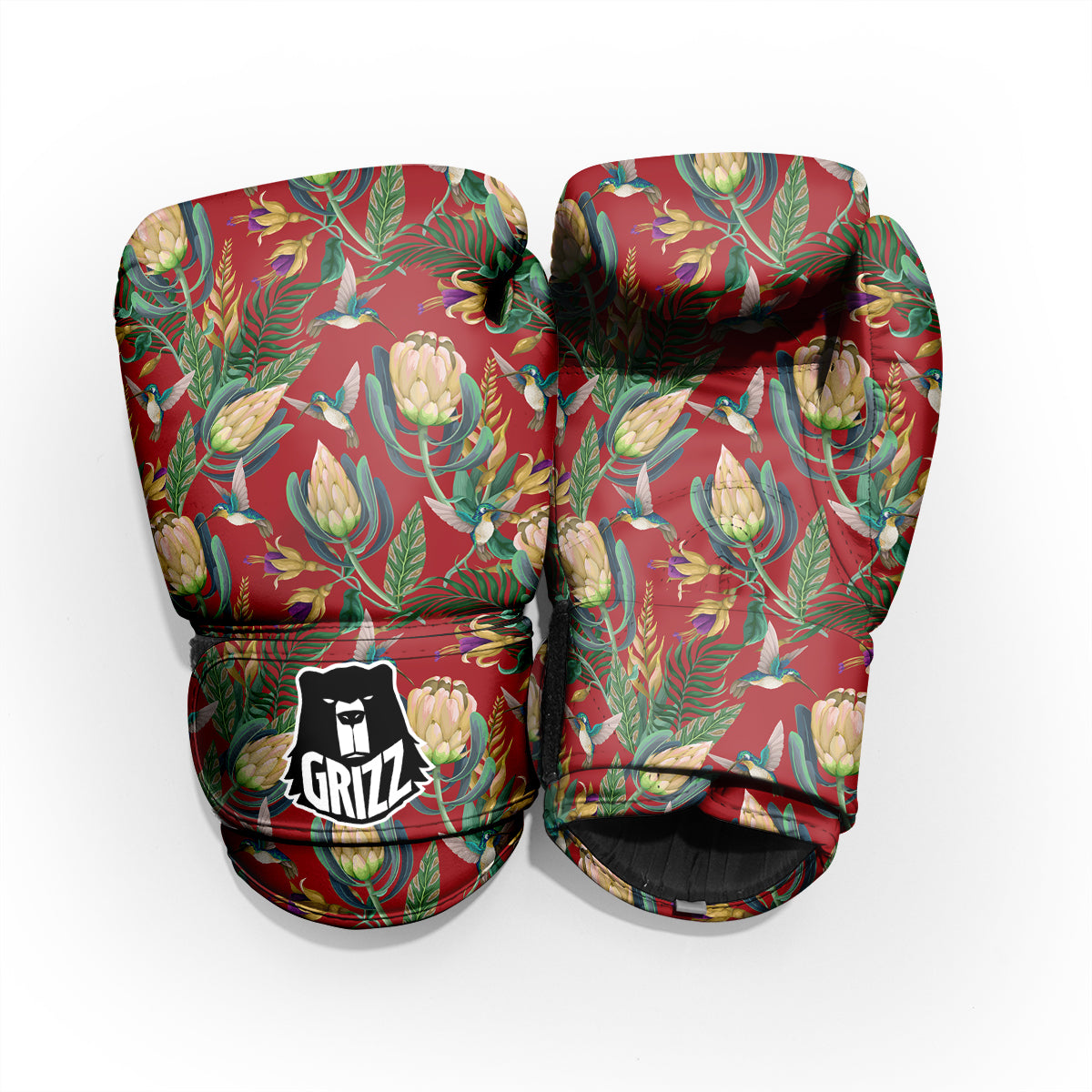 Hummingbird And Wild Flowers Print Pattern Sparring Gloves-grizzshop