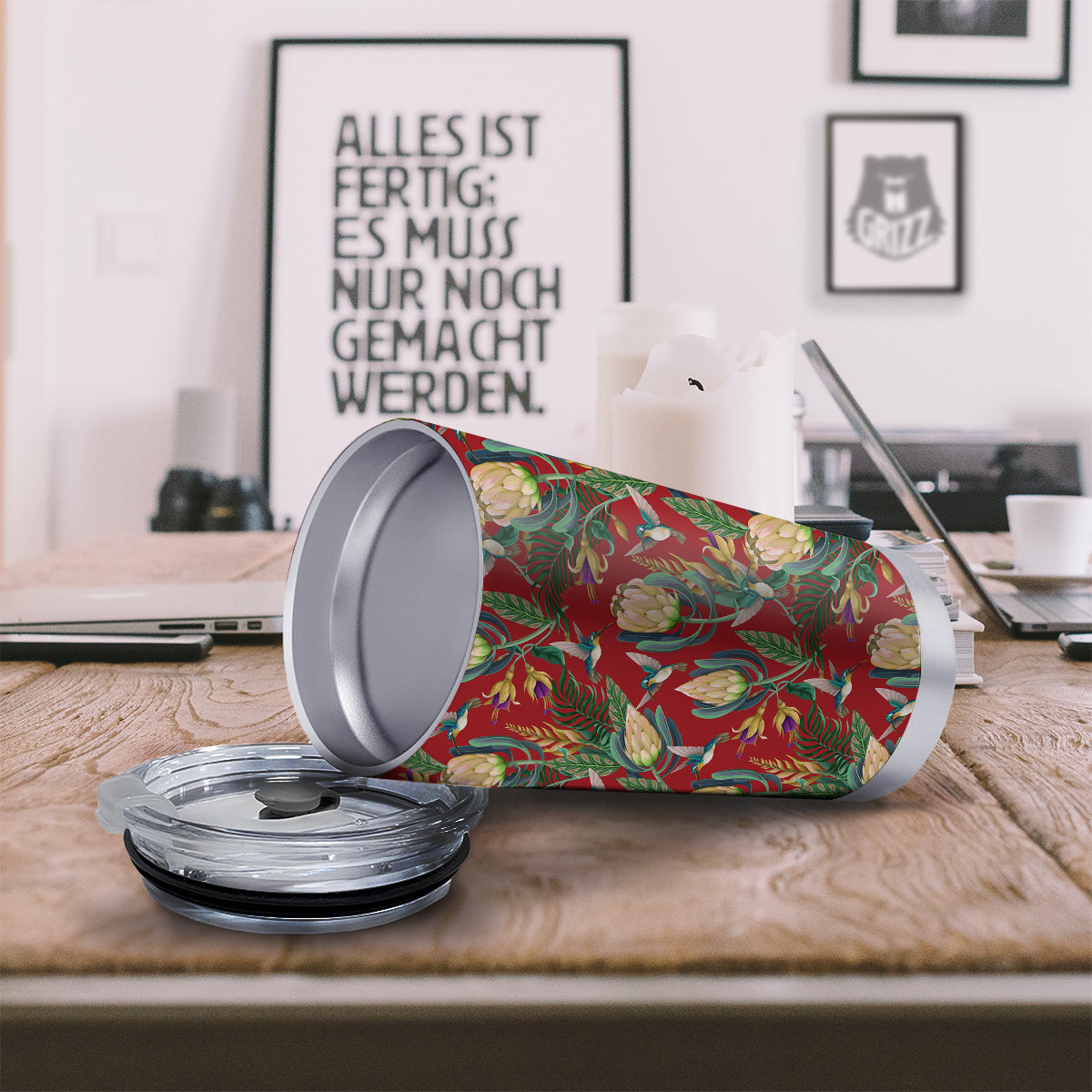 Hummingbird And Wild Flowers Print Pattern Tumbler-grizzshop