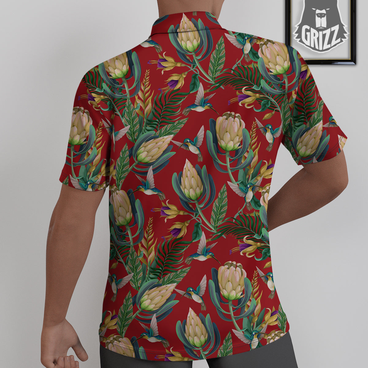 Hummingbird And Wild Flowers Print Pattern Untucked Shirts-grizzshop