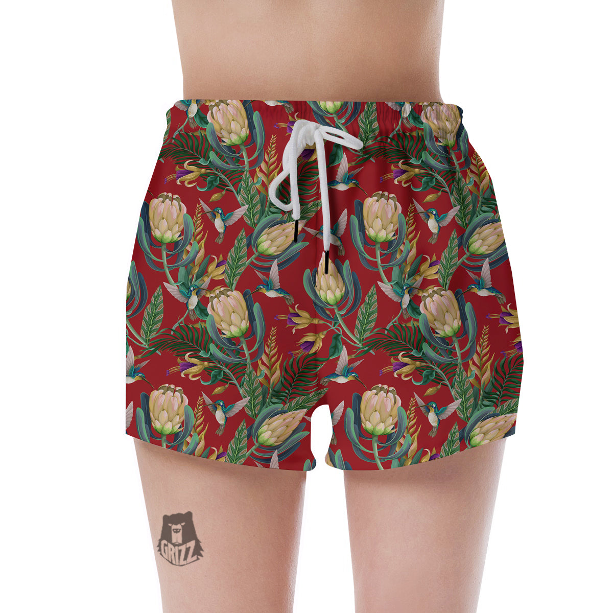 Hummingbird And Wild Flowers Print Pattern Women's Shorts-grizzshop