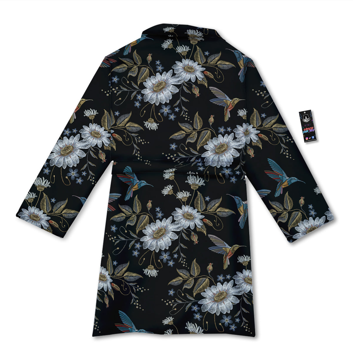 Hummingbird Floral Vintage Print Pattern Bathrobe-grizzshop