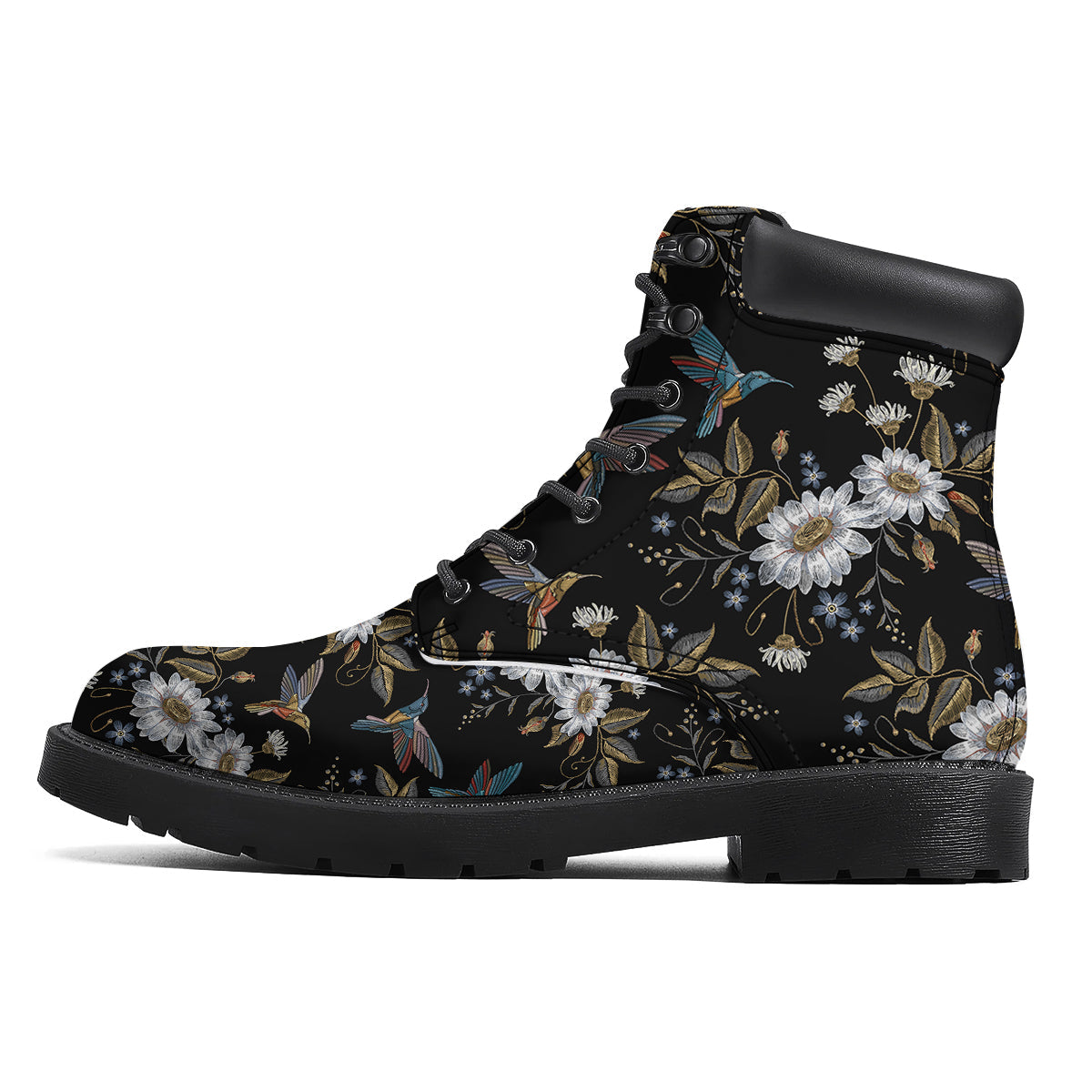 Hummingbird Floral Vintage Print Pattern Boots-grizzshop