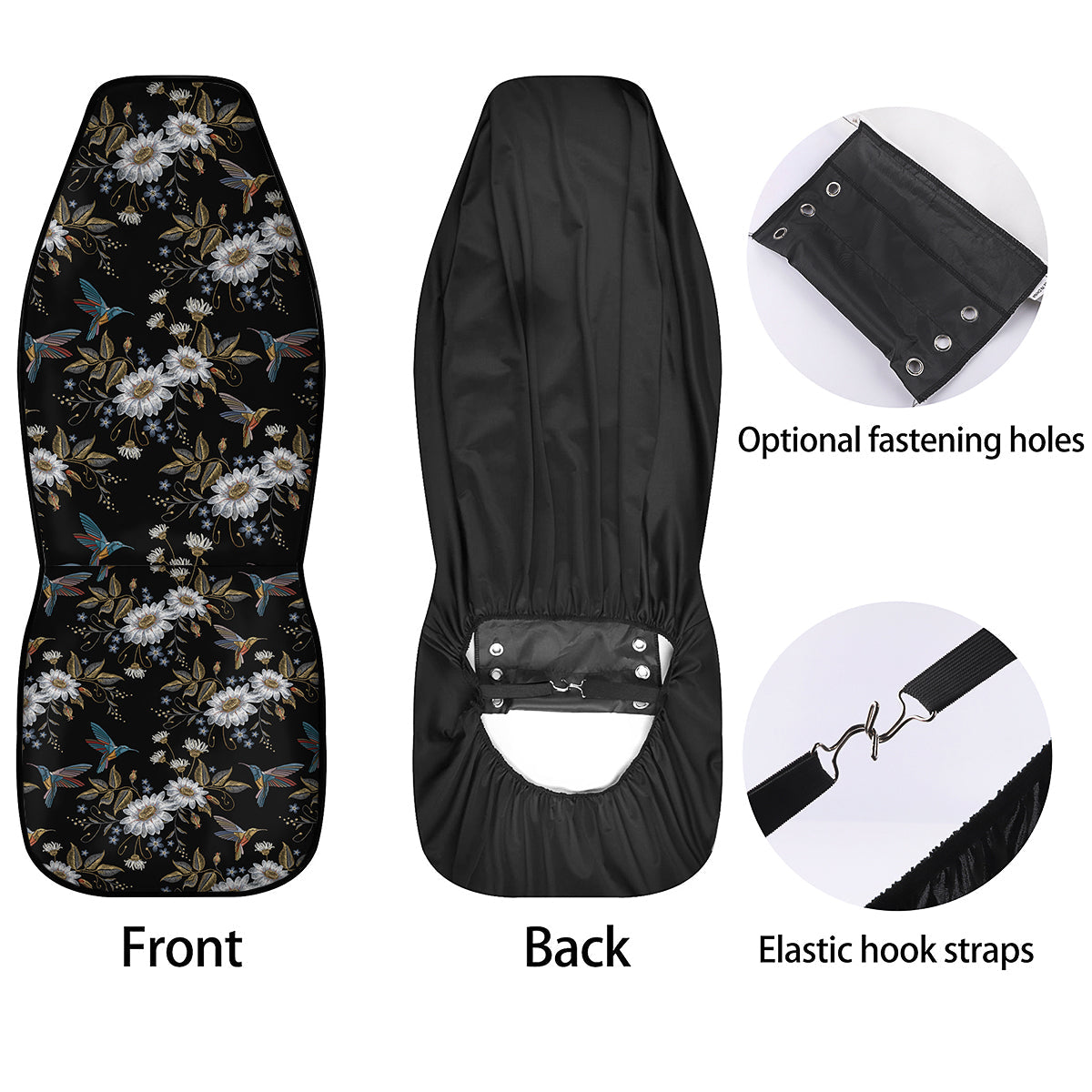 Hummingbird Floral Vintage Print Pattern Car Seat Covers-grizzshop