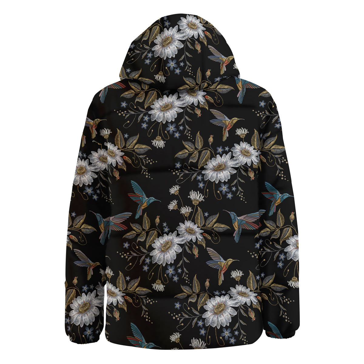 Hummingbird Floral Vintage Print Pattern Down Jacket-grizzshop