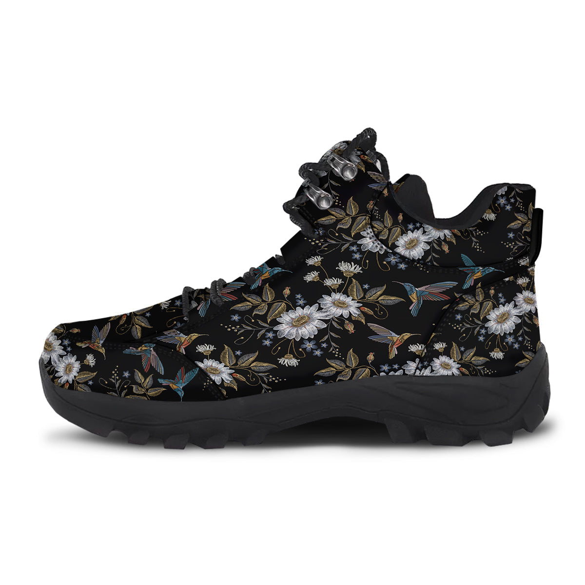 Hummingbird Floral Vintage Print Pattern Hiking Shoes-grizzshop