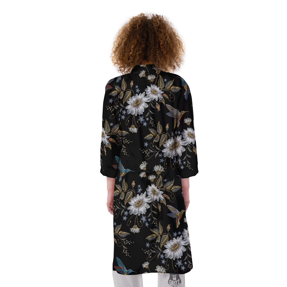 Hummingbird Floral Vintage Print Pattern Kimono-grizzshop