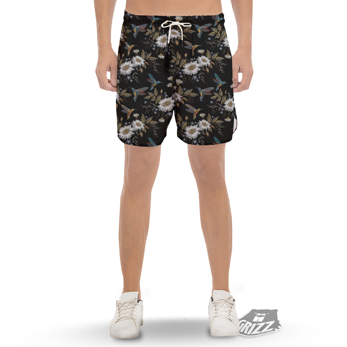 Hummingbird Floral Vintage Print Pattern Men's Gym Shorts-grizzshop